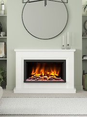 Be Modern White Micro Marble Vistus Complete Electric Fireplace - Image 1 of 5