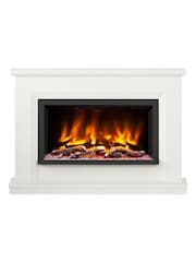Be Modern White Micro Marble Vistus Complete Electric Fireplace - Image 2 of 5