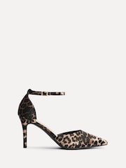 Linzi Animal Thea Closed Back Stiletto Court Heels With Ankle Strap - Image 2 of 5