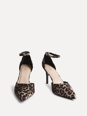 Linzi Animal Thea Closed Back Stiletto Court Heels With Ankle Strap - Image 3 of 5