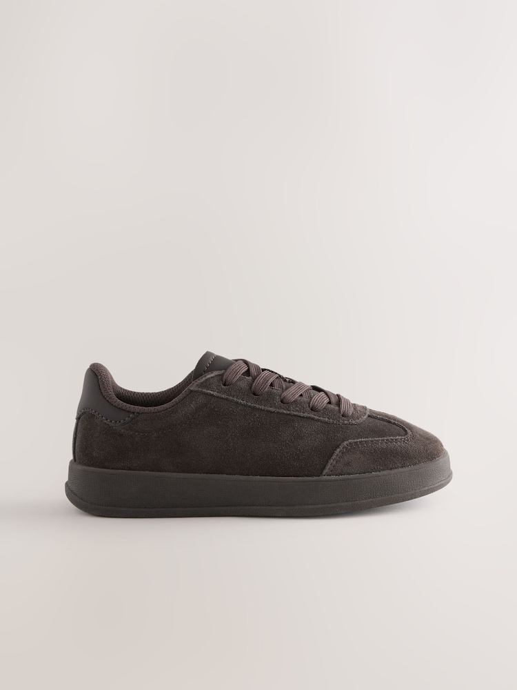 Chocolate Brown Suede Lace Up Smart Trainers - Image 2 of 5