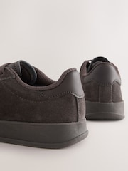 Chocolate Brown Suede Lace Up Smart Trainers - Image 4 of 5