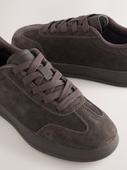 Chocolate Brown Suede Lace Up Smart Trainers - Image 5 of 5