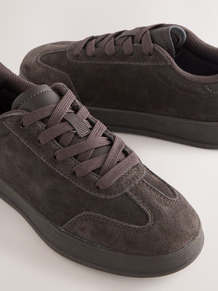 Chocolate Brown Suede Lace Up Smart Trainers - Image 5 of 5