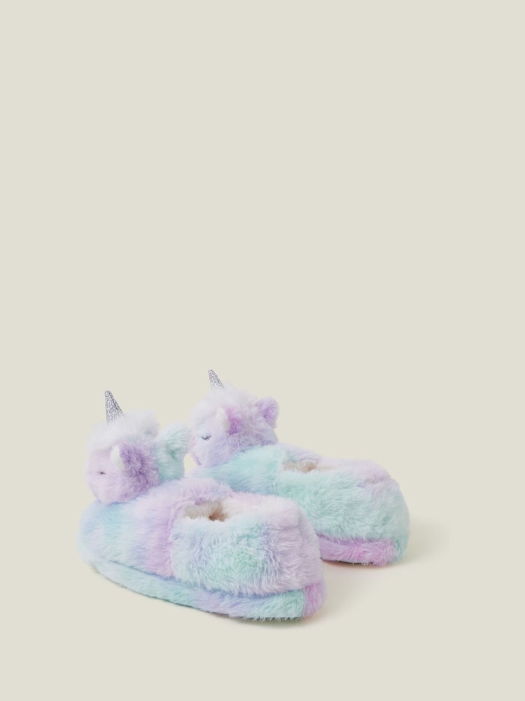 Angels By Accessorize Girls Sleepy Unicorn Faux Fur Slippers - Изображение 2 из 3