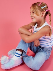 Angels By Accessorize Girls Sleepy Unicorn Faux Fur Slippers - Изображение 3 из 3