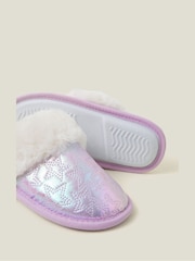 Angels By Accessorize Purple Girls Star Mule Slippers - Image 3 of 3