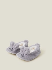 Angels By Accessorize Grey Girls Faux Fur Bunny Ballerina Slippers - Image 2 of 3