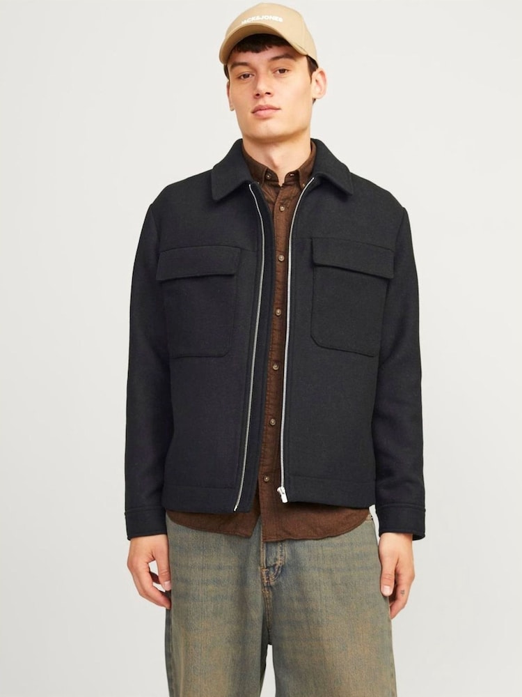 JACK & JONES Black Russell Wool Jacket - Image 1 of 4