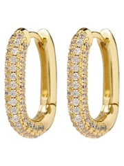 Luv Aj Gold Tone Core Pave Chain Link Huggies Earrings - Image 1 of 4
