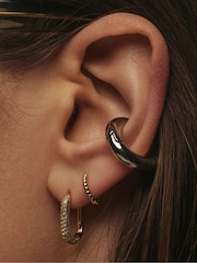 Luv Aj Gold Tone Core Pave Chain Link Huggies Earrings - Image 3 of 4