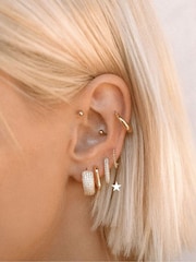 Luv Aj Gold Tone Core Pave Chain Link Huggies Earrings - Image 4 of 4