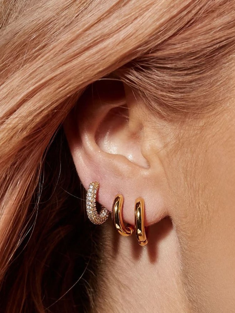 Luv Aj Gold Tone Amalfi Huggies Earrings - Image 4 of 4