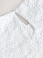 Cream Textured Puff Sleeve Occasion Dress (3-16yrs) - Image 5 of 6