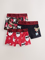 Cartoon Print Christmas Boxers 3 Pack (1.5-16yrs) - Image 1 of 7
