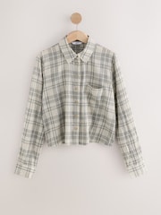 Grey Check 100% Cotton Lightweight Cropped Shirt - Image 4 of 6