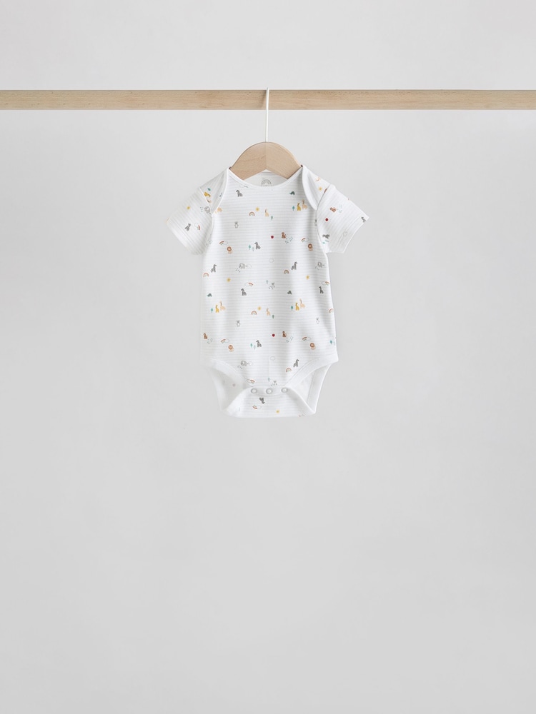 White Character 5 Pack 100% Cotton Short Sleeve Baby Bodysuits 5 Pack - Image 2 of 13