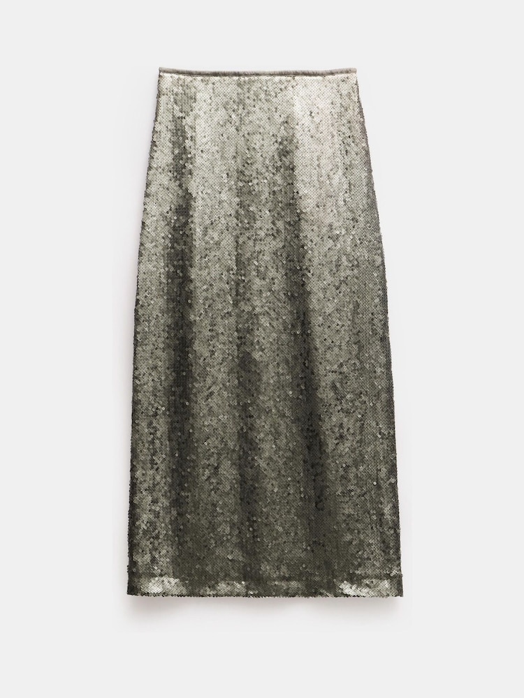 Hush Green Anais Sheer Sequin Midi Skirt - Image 5 of 5
