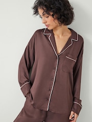 Hush Brown Angelina Satin Modal Pyjamas Set - Image 1 of 4