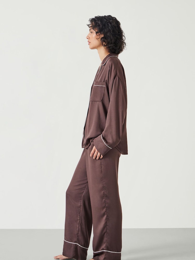 Hush Brown Angelina Satin Modal Pyjamas Set - Image 4 of 4