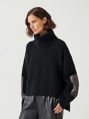 Hush Black Livvy Merino Wool Detachable Roll Neck Jumper - Image 1 of 5