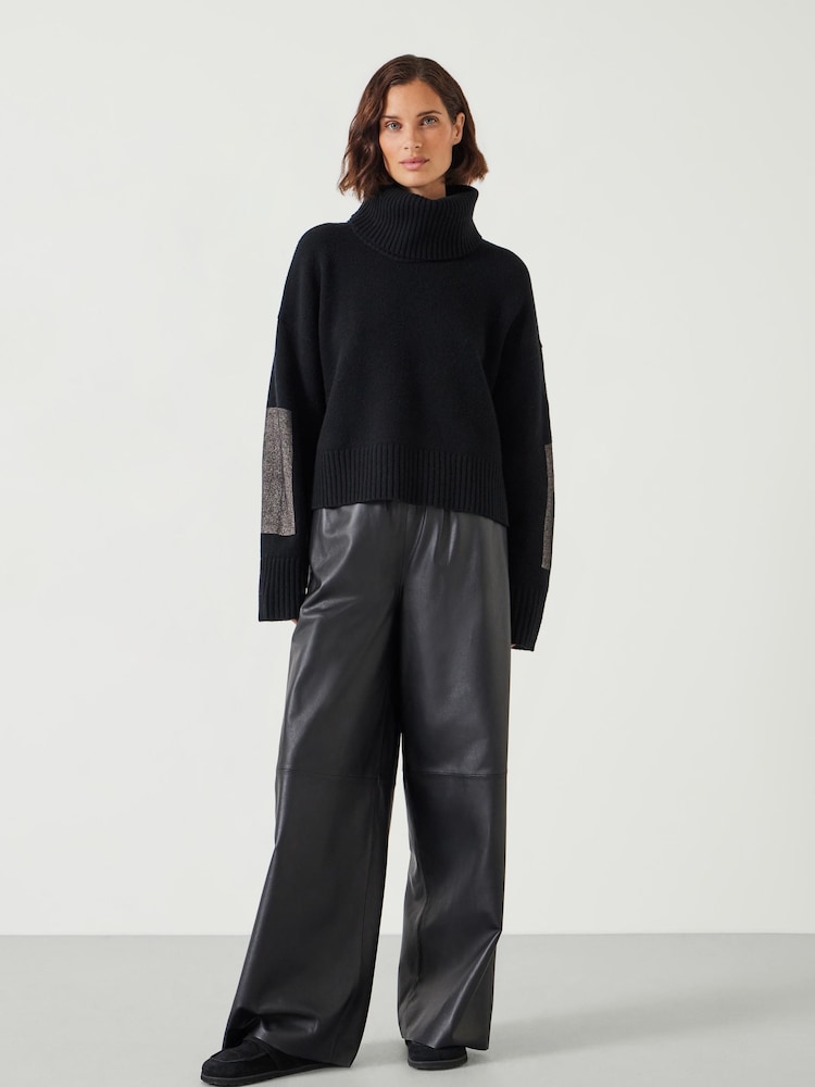 Hush Black Livvy Merino Wool Detachable Roll Neck Jumper - Image 2 of 5