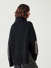 Hush Black Livvy Merino Wool Detachable Roll Neck Jumper - Image 3 of 5
