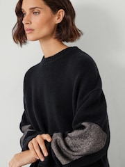 Hush Black Livvy Merino Wool Detachable Roll Neck Jumper - Image 4 of 5
