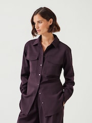 Hush Purple Lara Utility Wool Shirt - Image 1 of 5