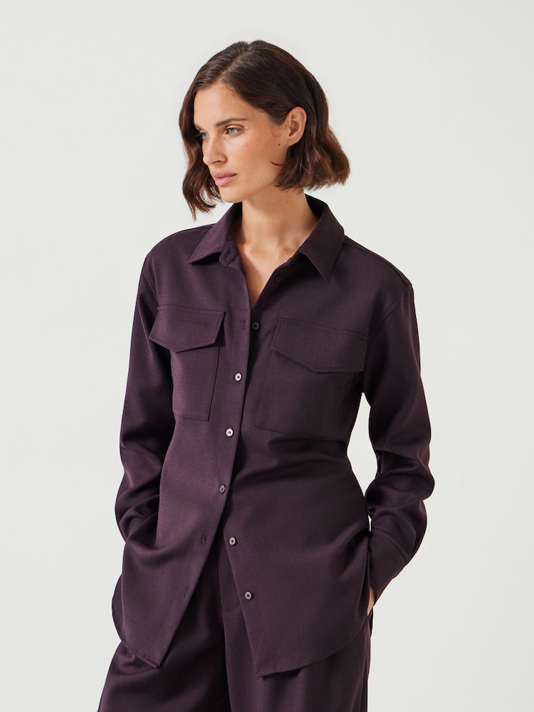 Hush Purple Lara Utility Wool Shirt - Image 1 of 5