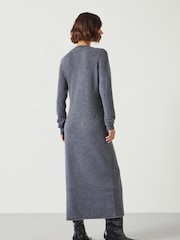Hush Grey Tilly Tie Waist Merino Wool Midi Jumper Dress - Image 2 of 5