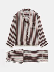 Hush Brown Angelina Satin Modal Stripe Pyjama Set - Image 5 of 5