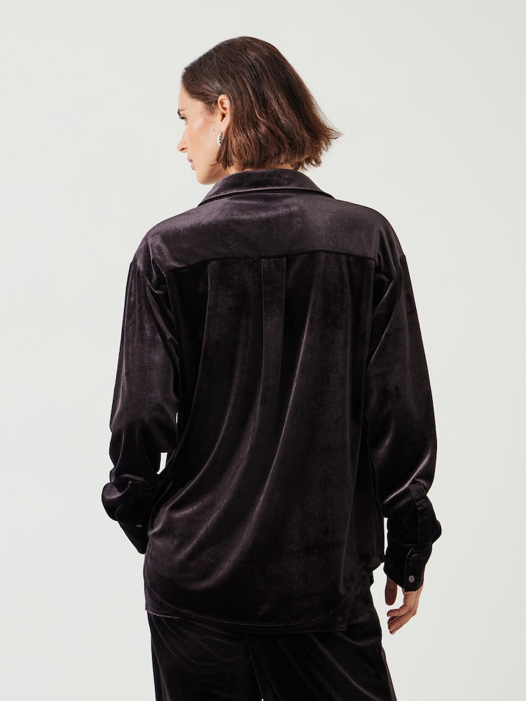 Hush Brown Oversized Hadley Velvet Shirt - Image 2 of 5