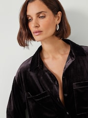 Hush Brown Oversized Hadley Velvet Shirt - Image 4 of 5