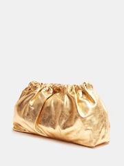 Hush Gold Reva Ruched Leather Clutch Bag - Image 2 of 5