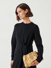 Hush Gold Reva Ruched Leather Clutch Bag - Image 4 of 5