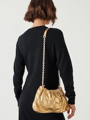 Hush Gold Reva Ruched Leather Clutch Bag - Image 5 of 5