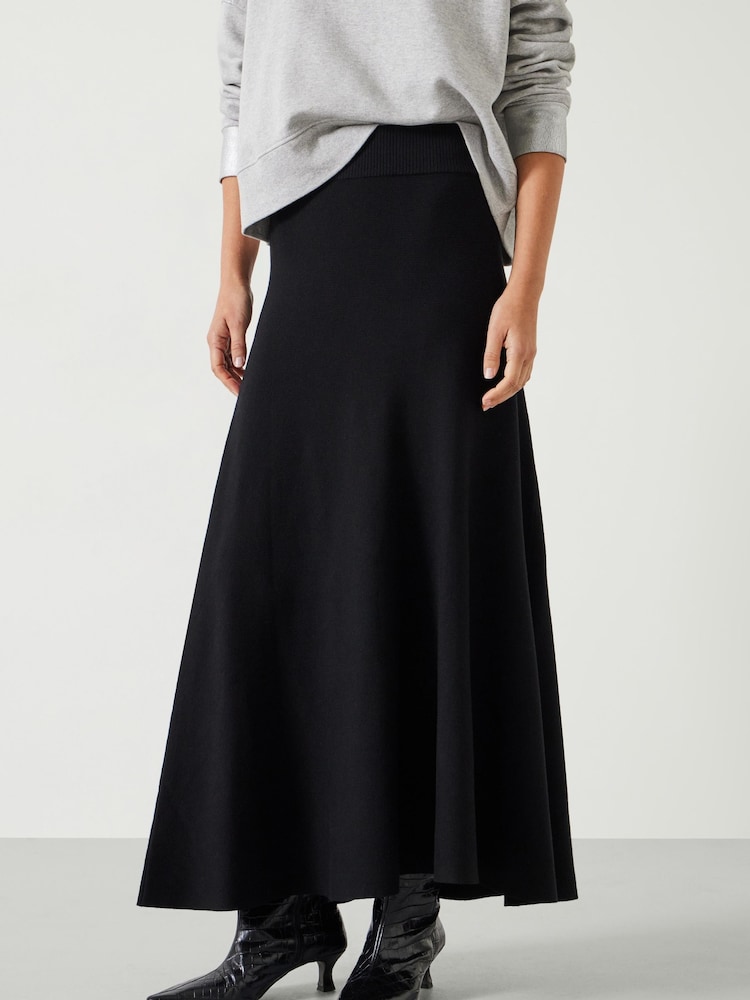 Hush Black Zola Volume Knitted Midi Skirt - Image 1 of 5