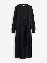 Hush Black Tilly Tie Waist Merino Wool Midi Jumper Dress - Image 5 of 5