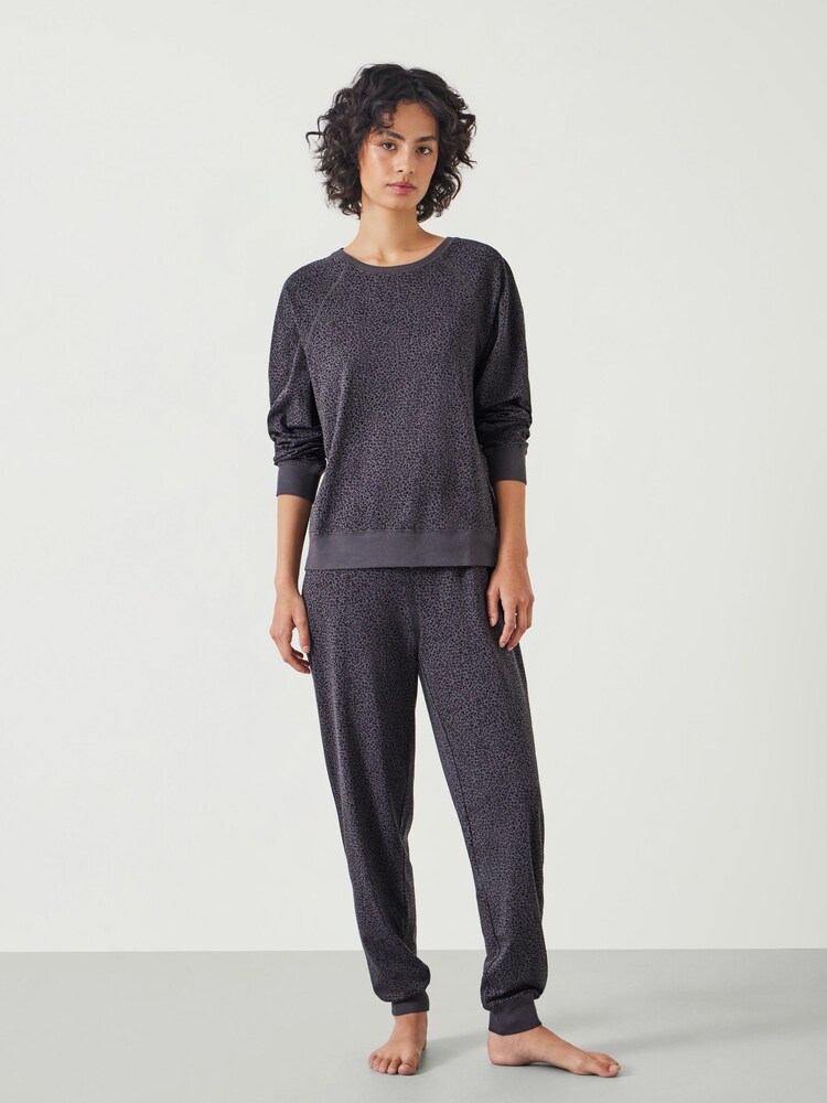 Hush Grey Joelle Jersey Joggers Animal Print Pyjamas - Image 1 of 5