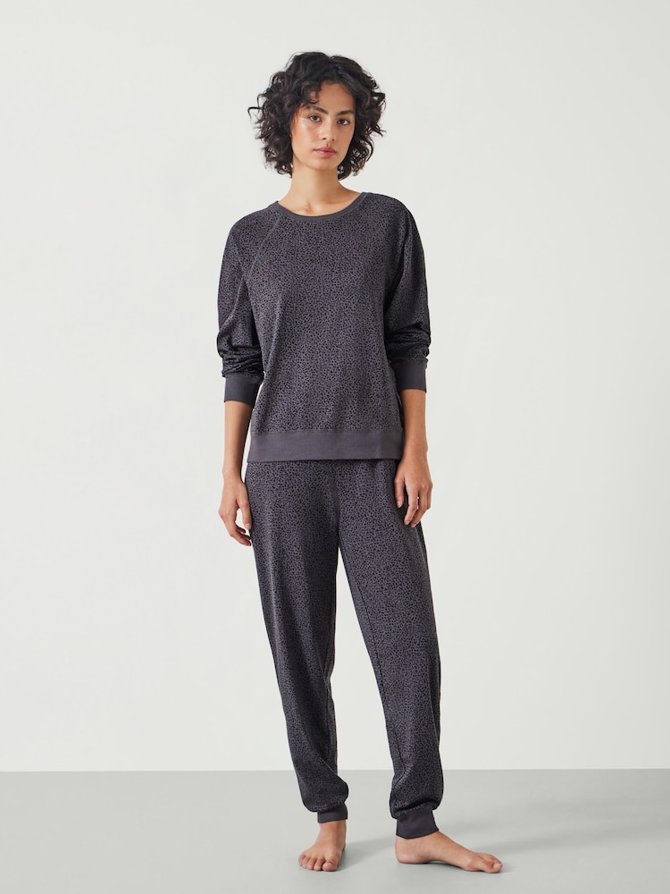 Hush Grey Joelle Jersey Joggers Animal Print Pyjamas - Image 1 of 5 Hush Grey Joelle Jersey Joggers Animal Print Pyjamas - Image 1 of 5