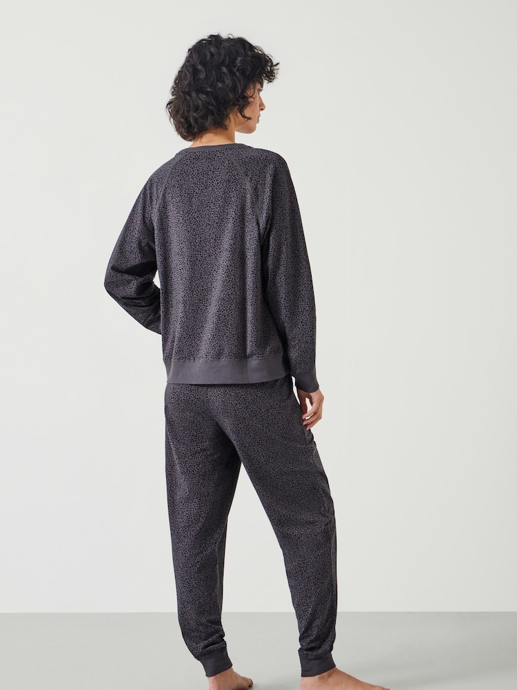 Hush Grey Joelle Jersey Joggers Animal Print Pyjamas - Image 2 of 5