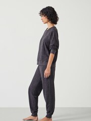 Hush Grey Joelle Jersey Joggers Animal Print Pyjamas - Image 3 of 5