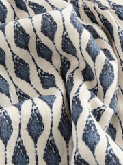 Impressão geométrica em azul/pedra - Blusa com botões e mangas Ruffle e Linen - Imagem 8 de 8