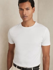 Reiss White Brad Cotton Sports-Fit T-Shirt - Image 1 of 6