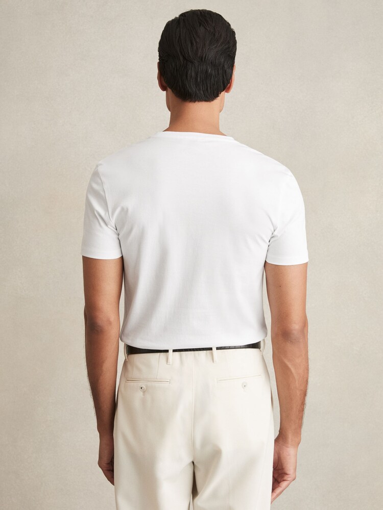 Reiss White Brad Cotton Sports-Fit T-Shirt - Image 6 of 6