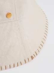 Reiss Off White Winnie Cotton Blanket-Stitch Bucket Hat - Image 4 of 4