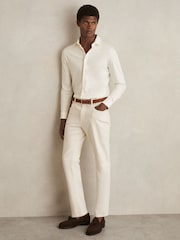 Reiss Ecru Duke Cotton-Jersey Button-Through Shirt - Image 3 of 6