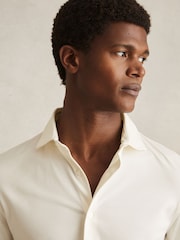 Reiss Ecru Duke Cotton-Jersey Button-Through Shirt - Image 4 of 6