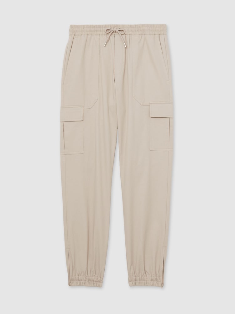 Reiss Stone Haven Cotton Drawstring Cargo Trousers - Image 2 of 6